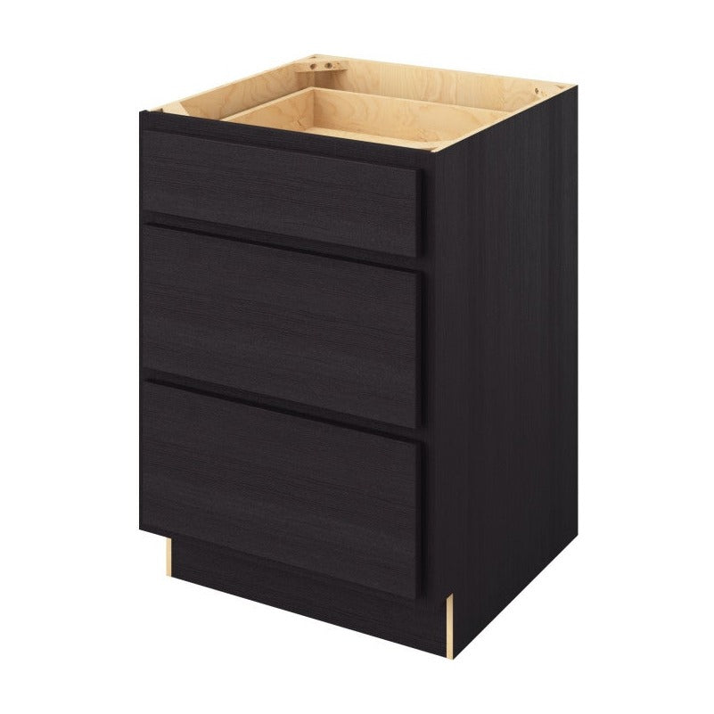 24"W Three Drawer Base Cabinet in Hatteras Espresso