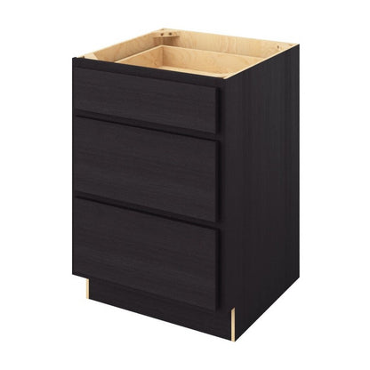 24"W Three Drawer Base Cabinet in Hatteras Espresso