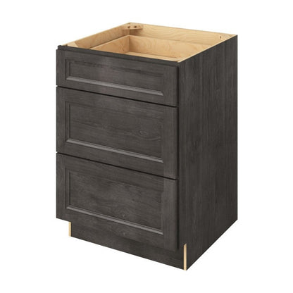 24"W Three Drawer Base Cabinet in Maui Slate