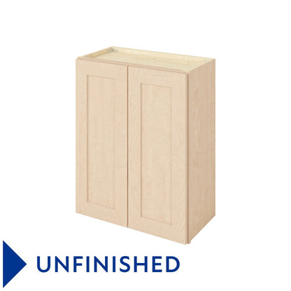 24"W x 30"H Wall Cabinet with Double Doors and Two Shelves in Catalina Unfinished