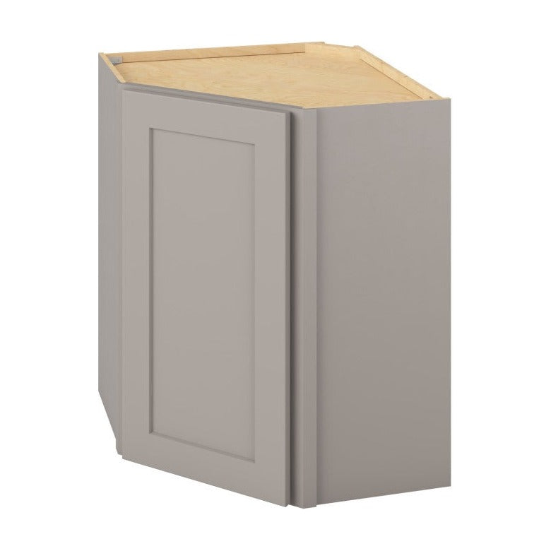 24"W x 30"H Wall Diagonal Corner Cabinet with Single Door and Two Shelves in Catalina Pebble Grey