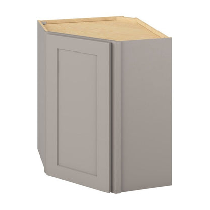 24"W x 30"H Wall Diagonal Corner Cabinet with Single Door and Two Shelves in Catalina Pebble Grey