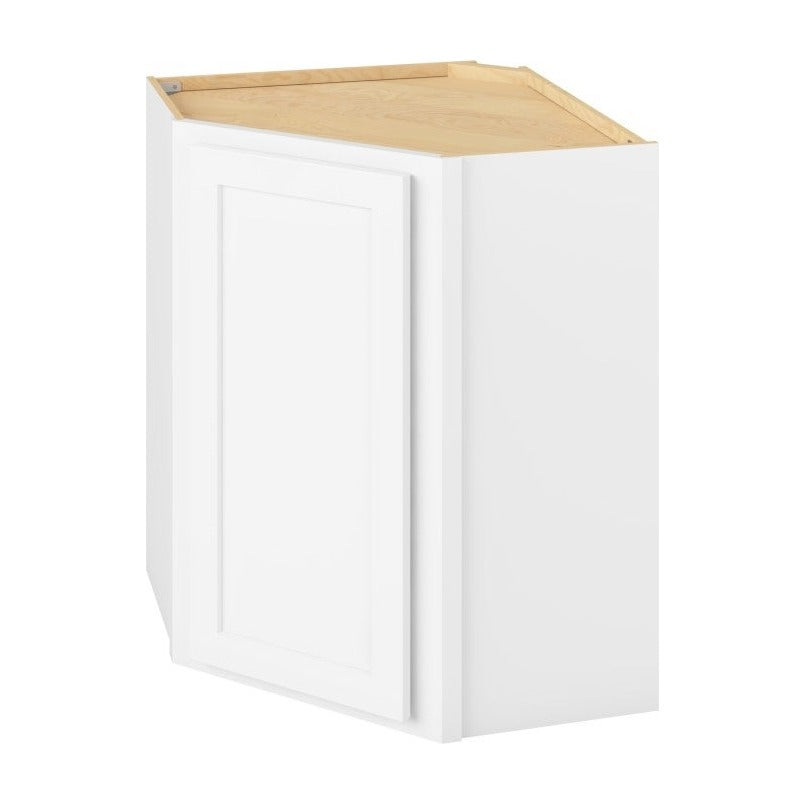 24"W x 30"H Wall Diagonal Corner Cabinet with Single Door and Two Shelves in Hatteras Polar White