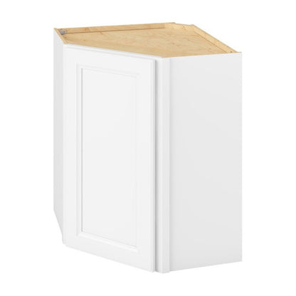 24"W x 30"H Wall Diagonal Corner Cabinet with Single Door and Two Shelves in Maui Polar White
