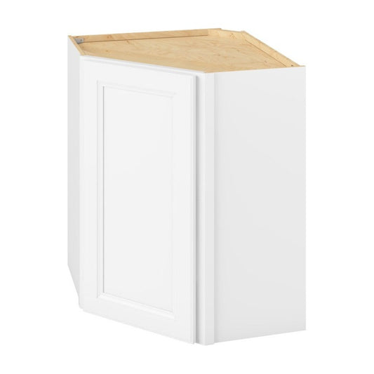 24"W x 30"H Wall Diagonal Corner Cabinet with Single Door and Two Shelves in Maui Polar White
