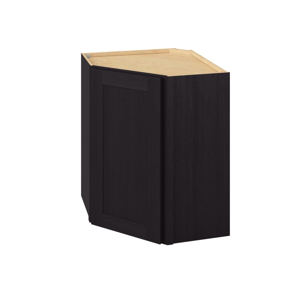 24"W x 30"H Wall Diagonal Corner Cabinet with Single Glass Door, Two Shelves and Matching Interior in Catalina Espresso