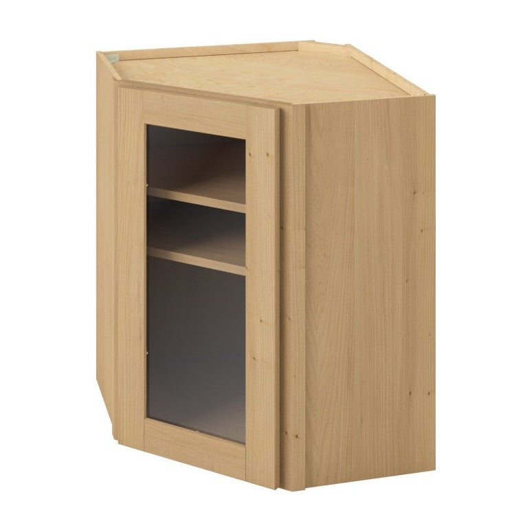 24"W x 30"H Wall Diagonal Corner Cabinet with Single Glass Door, Two Shelves and Matching Interior in Catalina Sandstone