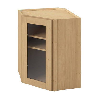 24"W x 30"H Wall Diagonal Corner Cabinet with Single Glass Door, Two Shelves and Matching Interior in Catalina Sandstone