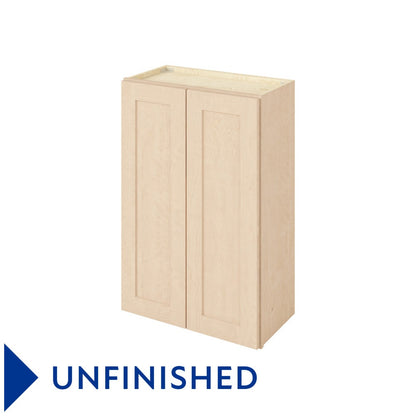 24"W x 36"H Wall Cabinet with Double Doors and Two Shelves in Catalina Unfinished