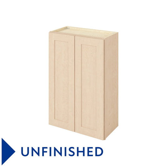 24"W x 36"H Wall Cabinet with Double Doors and Two Shelves in Catalina Unfinished