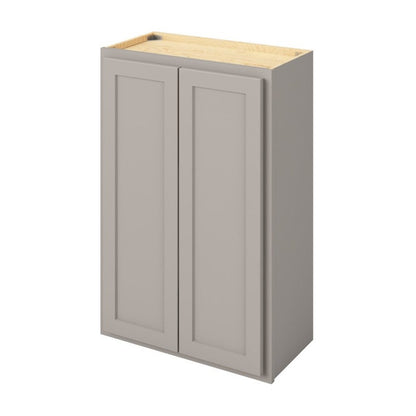 24"W x 36"H Wall Cabinet with Double Doors and Two Shelves in Hatteras Pebble Grey
