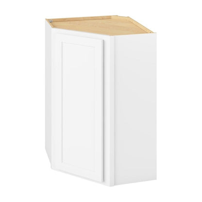 24"W x 36"H Wall Diagonal Corner Cabinet with Single Door and Two Shelves in Hatteras Polar White