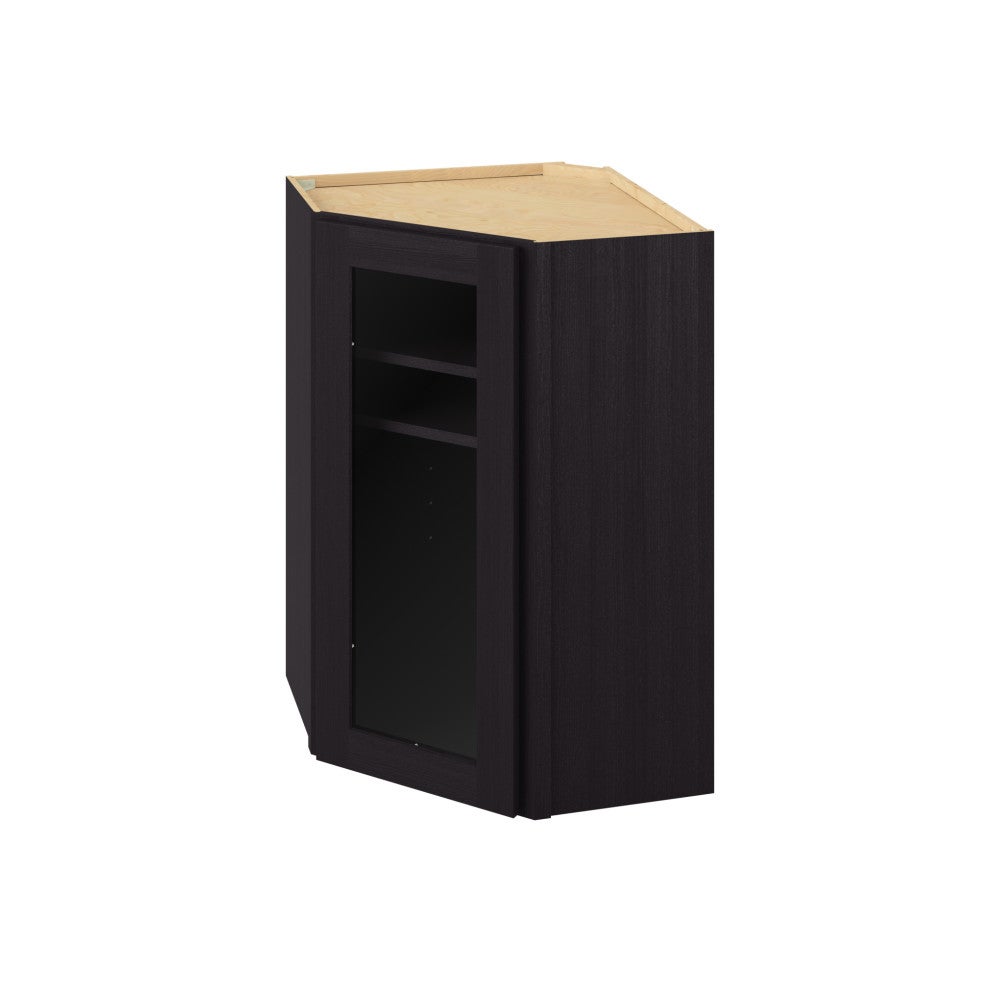 24"W x 36"H Wall Diagonal Corner Cabinet with Single Glass Door, Two Shelves and Matching Interior in Catalina Espresso