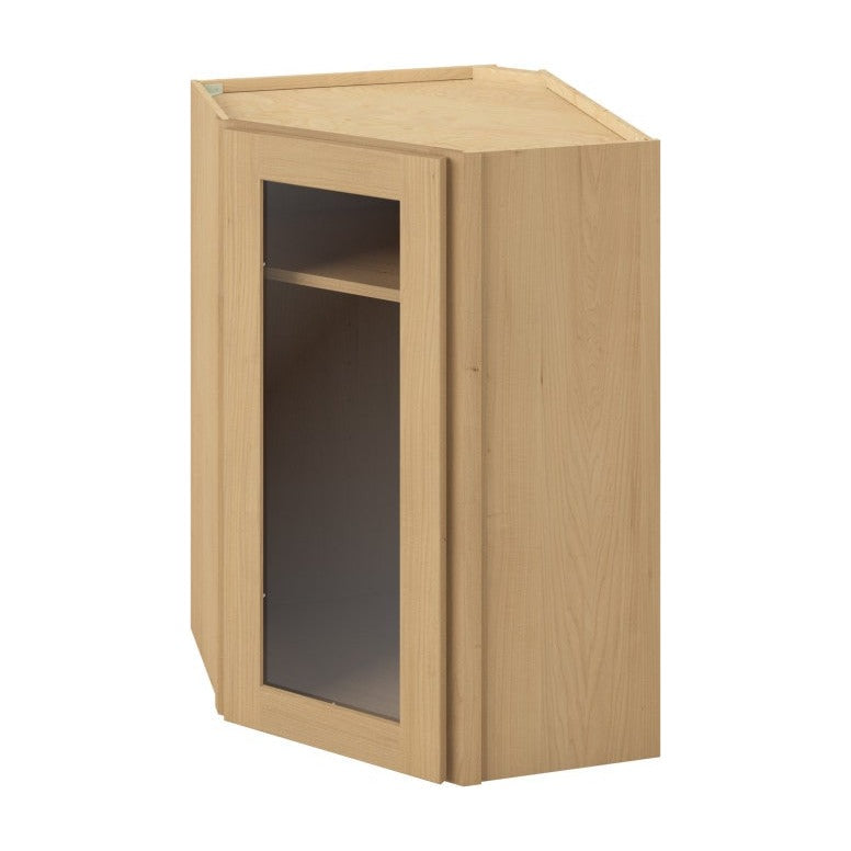 24"W x 36"H Wall Diagonal Corner Cabinet with Single Glass Door, Two Shelves and Matching Interior in Catalina Sandstone