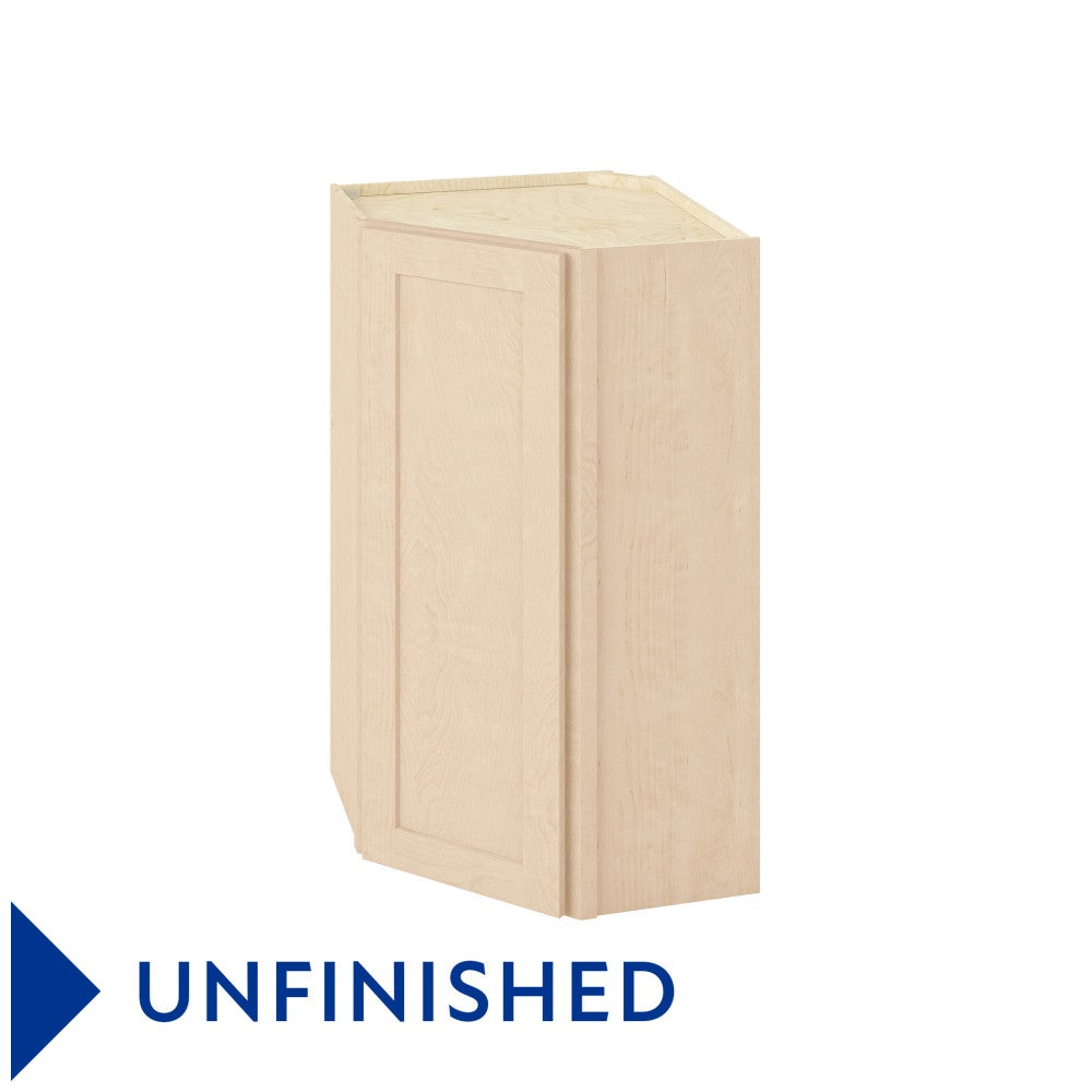 24"W x 42"H Wall Diagonal Corner Cabinet with Single Door and Three Shelves in Catalina Unfinished