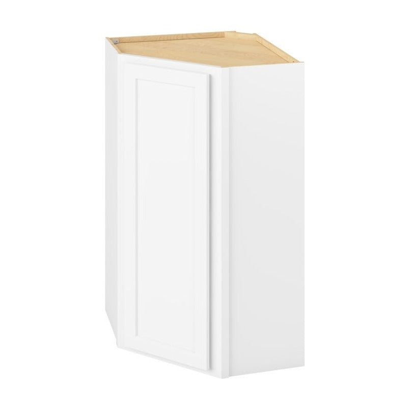 24"W x 42"H Wall Diagonal Corner Cabinet with Single Door and Three Shelves in Hatteras Polar White