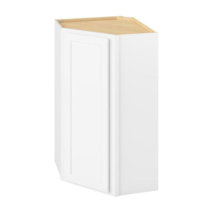 24"W x 42"H Wall Diagonal Corner Cabinet with Single Door and Three Shelves in Hatteras Polar White
