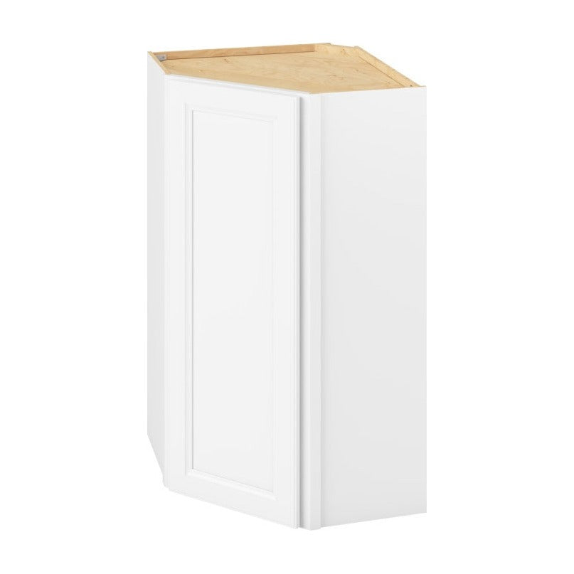24"W x 42"H Wall Diagonal Corner Cabinet with Single Door and Three Shelves in Maui Polar White