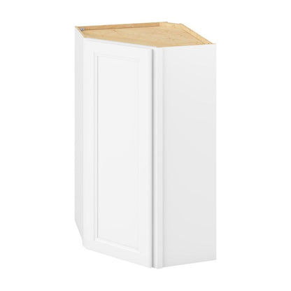 24"W x 42"H Wall Diagonal Corner Cabinet with Single Door and Three Shelves in Maui Polar White