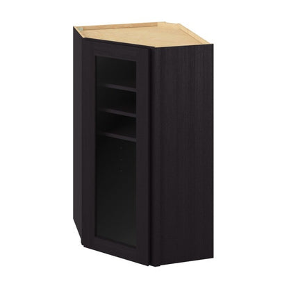 24"W x 42"H Wall Diagonal Corner Cabinet with Single Glass Door, Three Shelves and Matching Interior in Catalina Espresso