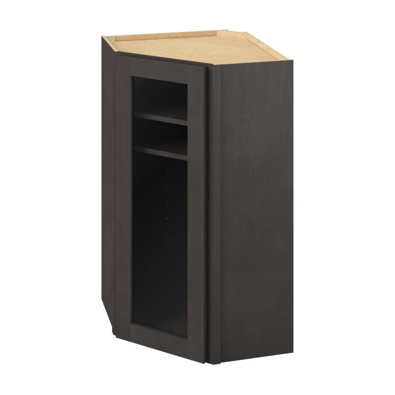 24"W x 42"H Wall Diagonal Corner Cabinet with Single Glass Door, Three Shelves and Matching Interior in Catalina Slate