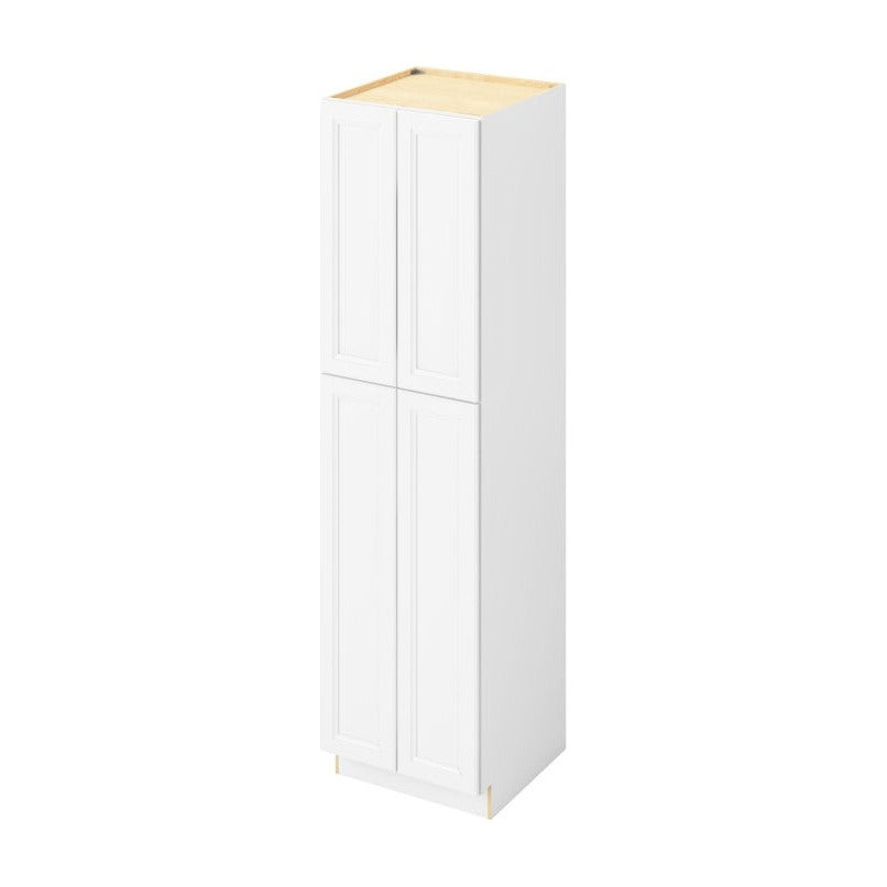 24"W x 90"H Pantry Cabinet with Four Doors and Six Shelves in Maui Polar White