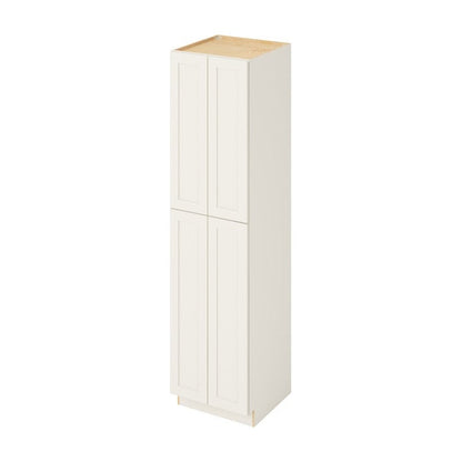 24"W x 96"H Pantry Cabinet with Four Doors and Six Shelves in Catalina Shell White