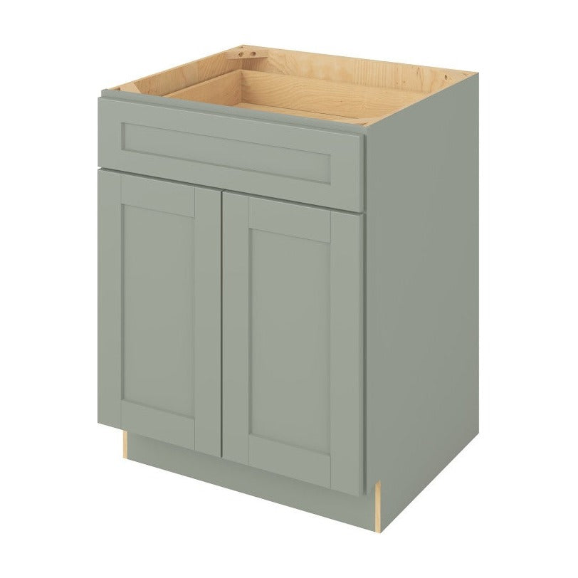 27"W Base Cabinet with Double Doors and One Drawer in Catalina Sage Green