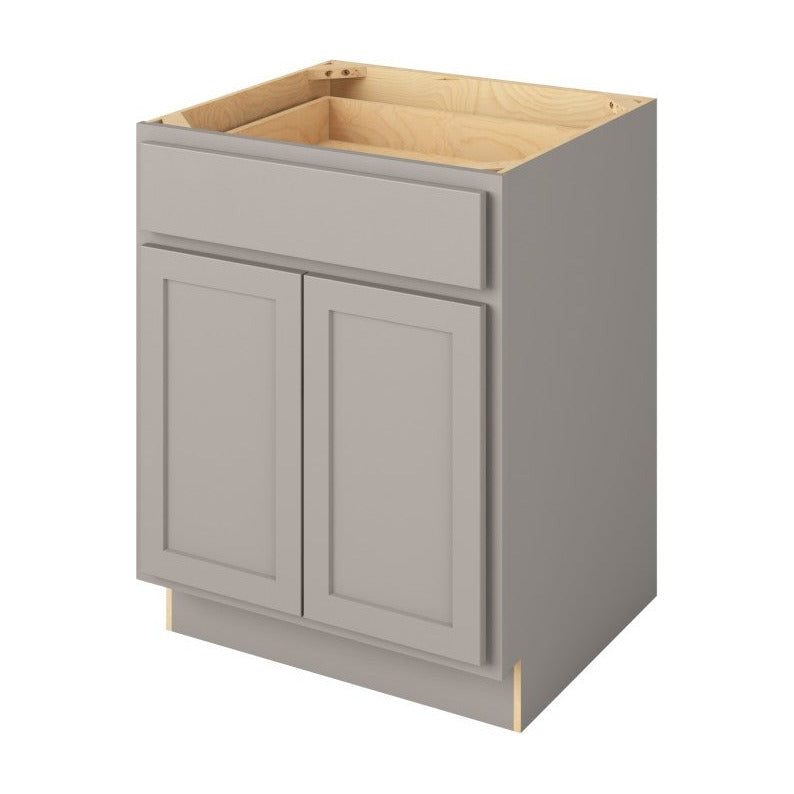 27"W Base Cabinet with Double Doors and One Drawer in Hatteras Pebble Grey
