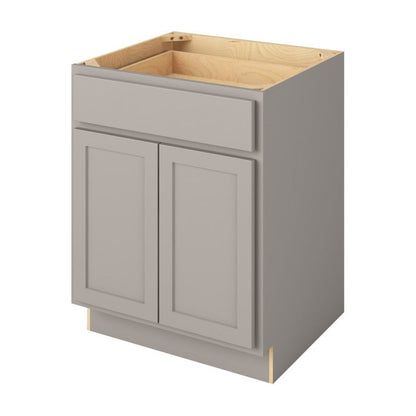 27"W Base Cabinet with Double Doors and One Drawer in Hatteras Pebble Grey