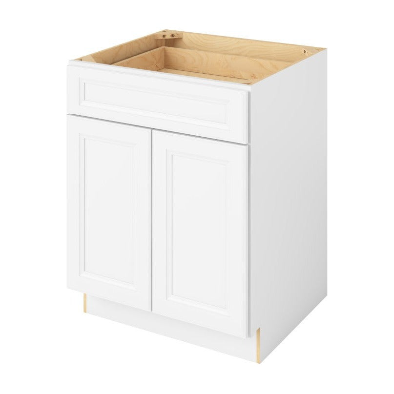27"W Base Cabinet with Double Doors and One Drawer in Maui Polar White