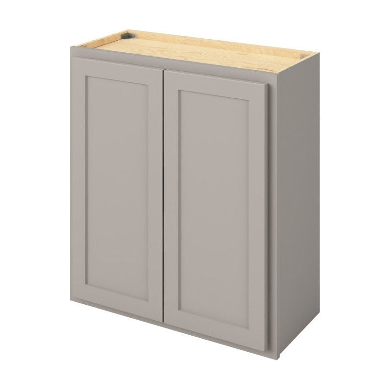 27"W x 30"H Wall Cabinet with Double Doors and Two Shelves in Hatteras Pebble Grey