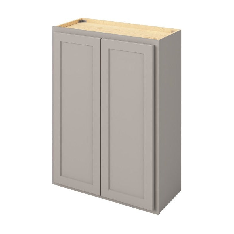 27"W x 36"H Wall Cabinet with Double Doors and Two Shelves in Hatteras Pebble Grey