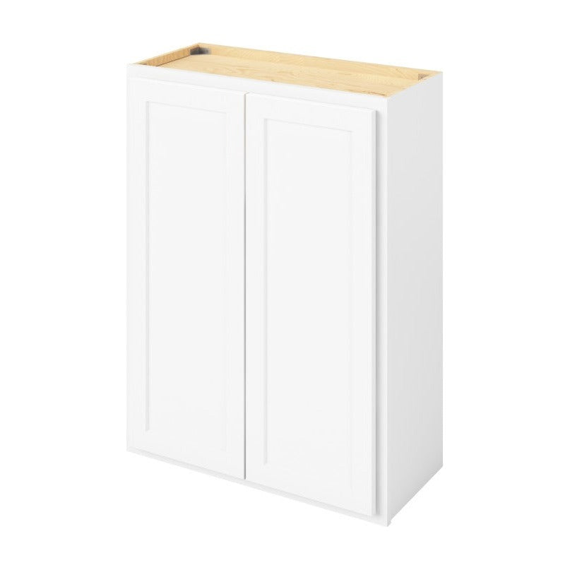 27"W x 36"H Wall Cabinet with Double Doors and Two Shelves in Hatteras Polar White