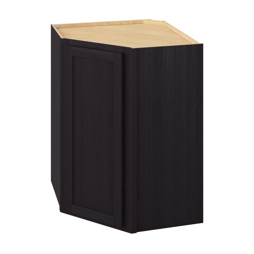 27"W x 36"H x 15"D Wall Diagonal Corner Cabinet with Single Door and Two Shelves in Hatteras Espresso