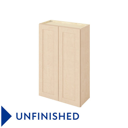 27"W x 42"H Wall Cabinet with Double Doors and Three Shelves in Catalina Unfinished
