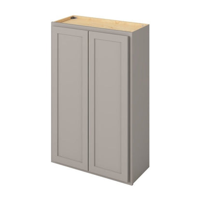 27"W x 42"H Wall Cabinet with Double Doors and Three Shelves in Hatteras Pebble Grey