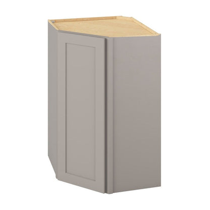 27"W x 42"H x 15"D Wall Diagonal Corner Cabinet with Single Door and Three Shelves in Catalina Pebble Grey
