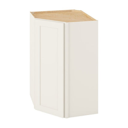 27"W x 42"H x 15"D Wall Diagonal Corner Cabinet with Single Door and Three Shelves in Catalina Shell White