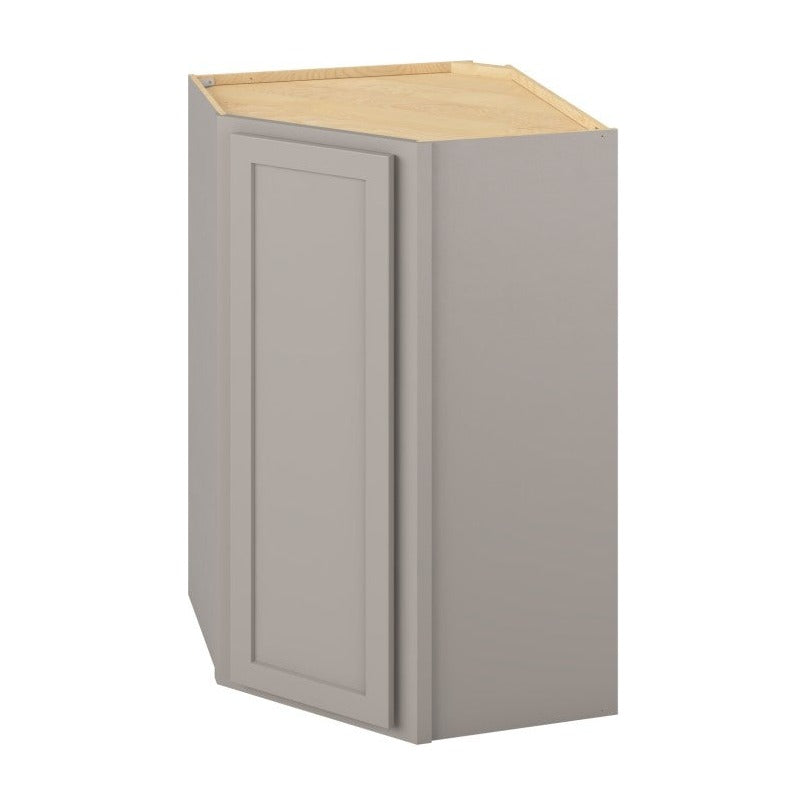 27"W x 42"H x 15"D Wall Diagonal Corner Cabinet with Single Door and Three Shelves in Hatteras Pebble Grey