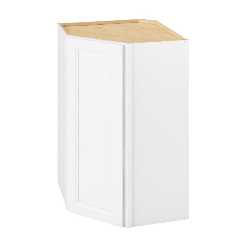 27"W x 42"H x 15"D Wall Diagonal Corner Cabinet with Single Door and Three Shelves in Maui Polar White