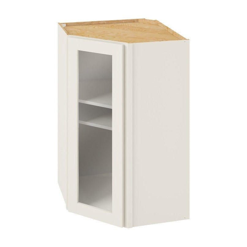 27"W x 42"H x 15"D Wall Diagonal Corner Cabinet with Single Glass Door, Three Shelves and Matching Interior in Catalina Shell