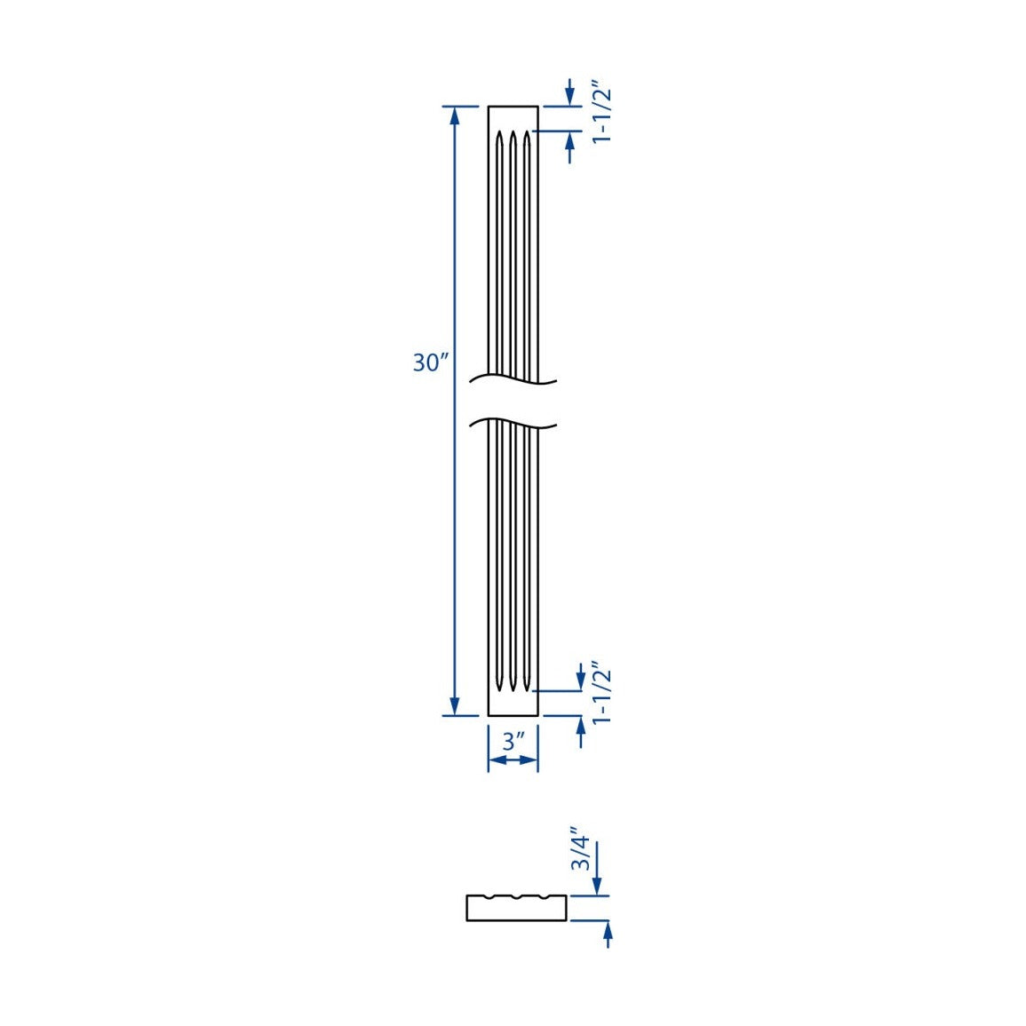 3"W x 30"H Fluted Filler in Pebble Grey, view 4