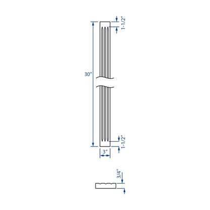 3"W x 30"H Fluted Filler in Pebble Grey, view 4