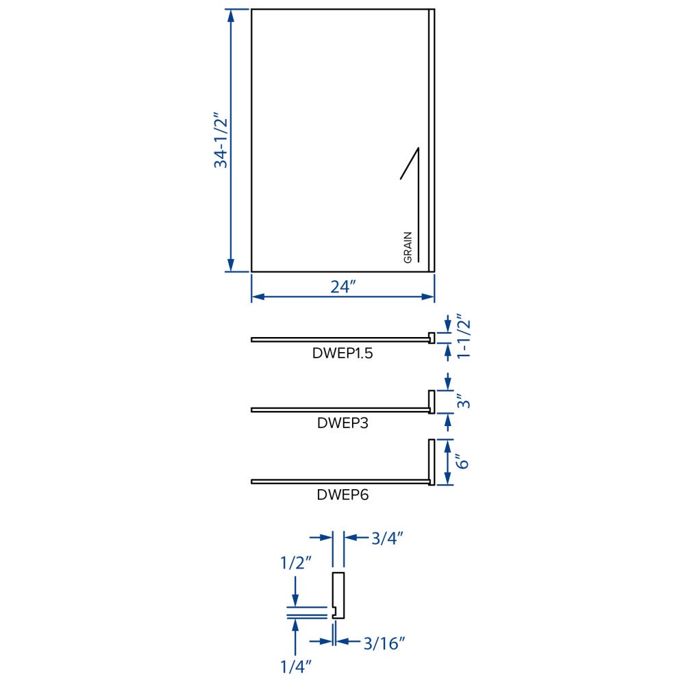 3"W x 34.5"H x 24"D Dishwasher End Panel in Slate, view 2