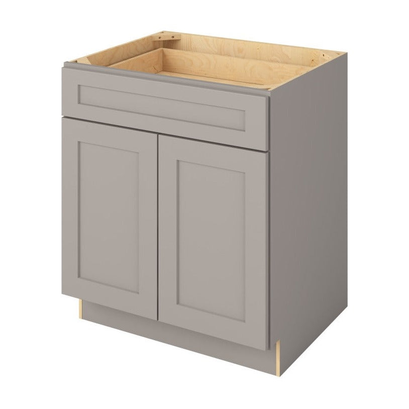 30"W Base Cabinet with Double Doors and One Drawer in Catalina Pebble Grey