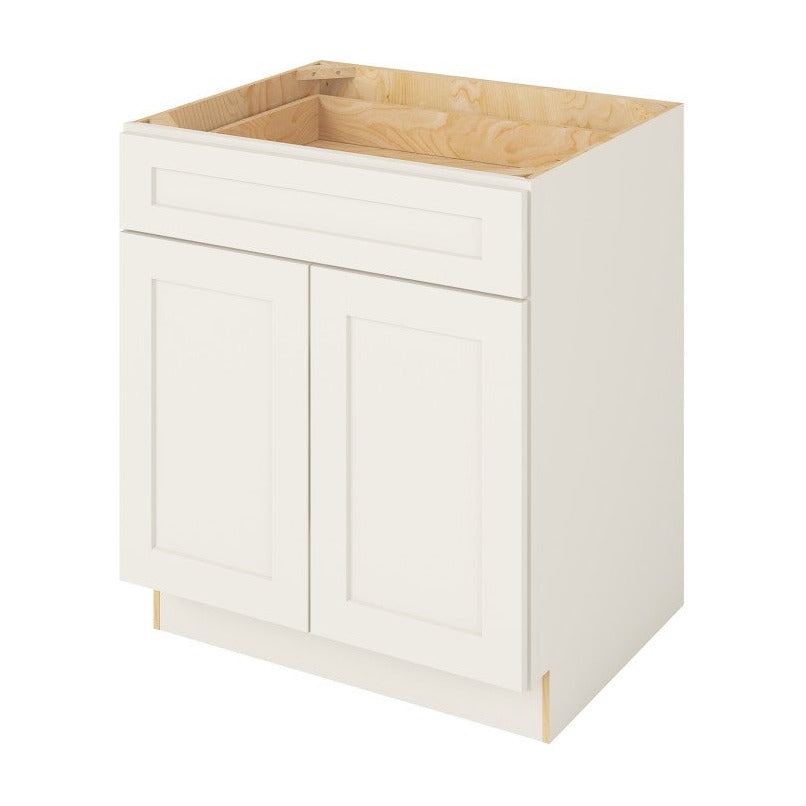 30"W Base Cabinet with Double Doors and One Drawer in Catalina Shell White