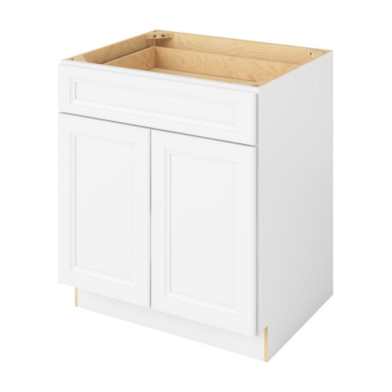 30"W Base Cabinet with Double Doors and One Drawer in Maui Polar White