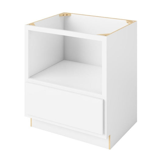 30"W Microwave Base Cabinet with One Drawer in Hatteras Polar White