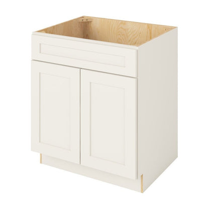 30"W Sink Base Cabinet with Double Doors in Catalina Shell White